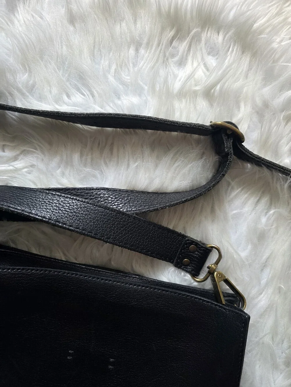 Madewell Black Leather Crossbody Saddle Bag